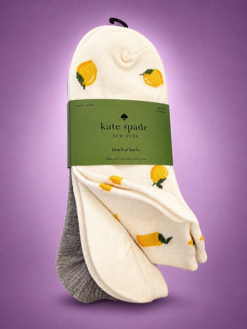 KATE SPADE New York Lemon Print Low Cut Socks 3 Pair Pack NWT - Picture 8 of 8
